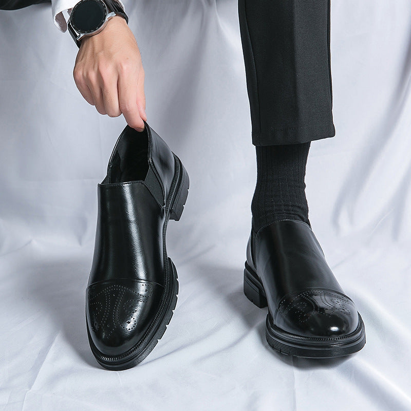 Men's Genuine Leather Slip-On Shoes - front view | Hensley London