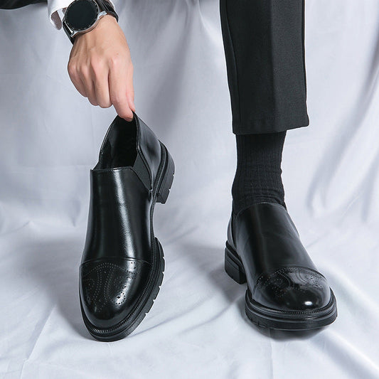 Men's Genuine Leather Slip-On Shoes - front view | Hensley London