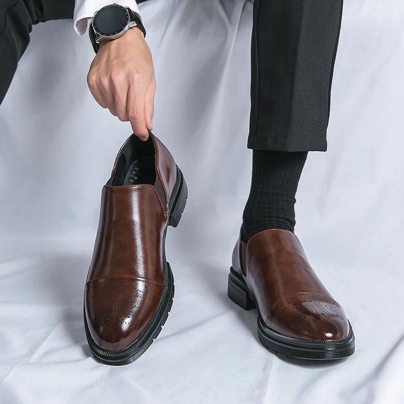 Men's Genuine Leather Slip-On Shoes - detail view | Hensley London
