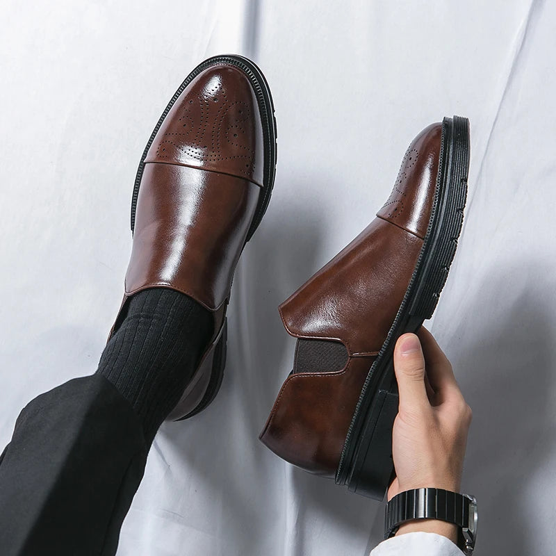 Men's Genuine Leather Slip-On Shoes - side view | Hensley London