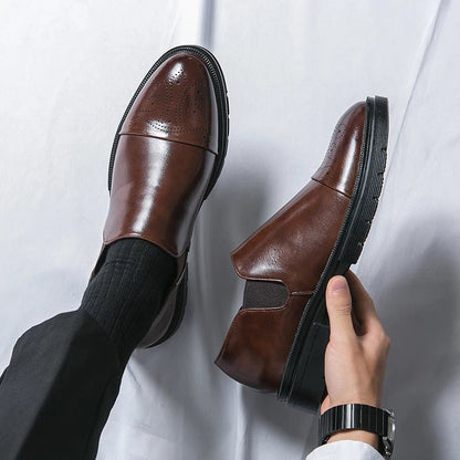 Men's Genuine Leather Slip-On Shoes - side view | Hensley London