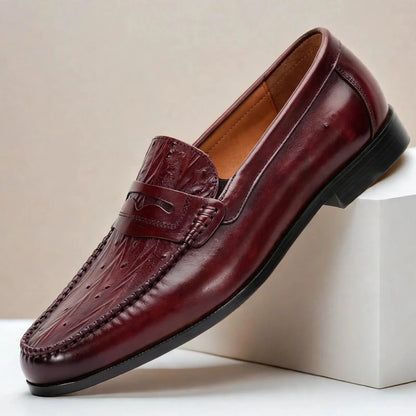 Men's Embossed Penny Loafers – product view | Hensley London