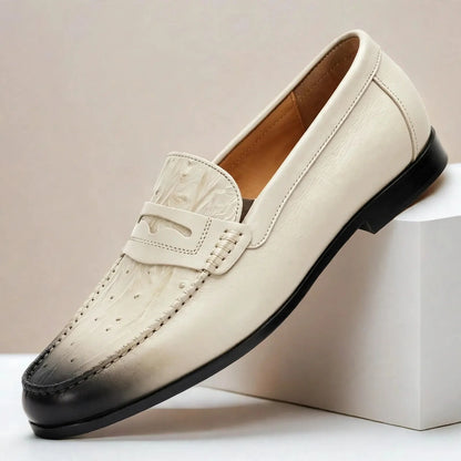 Men's Embossed Penny Loafers – product view | Hensley London