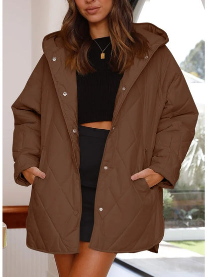 Women's Oversized Hooded Padded Coat – additional product view | Hensley London