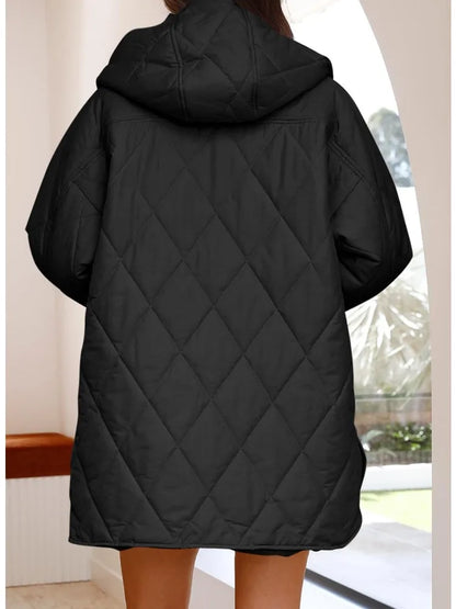 Women's Oversized Hooded Padded Coat – additional product view | Hensley London