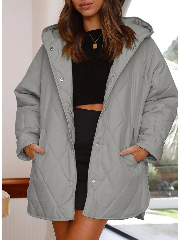 Women's Oversized Hooded Padded Coat – additional product view | Hensley London