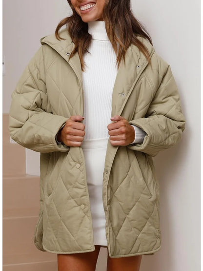 Women's Oversized Hooded Padded Coat – additional product view | Hensley London