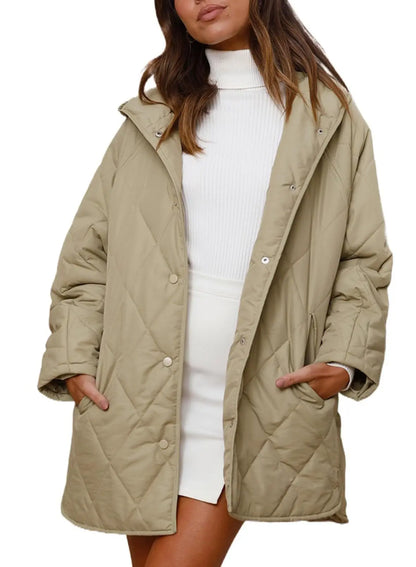 Women's Oversized Hooded Padded Coat in Light Green – additional product view | Hensley London