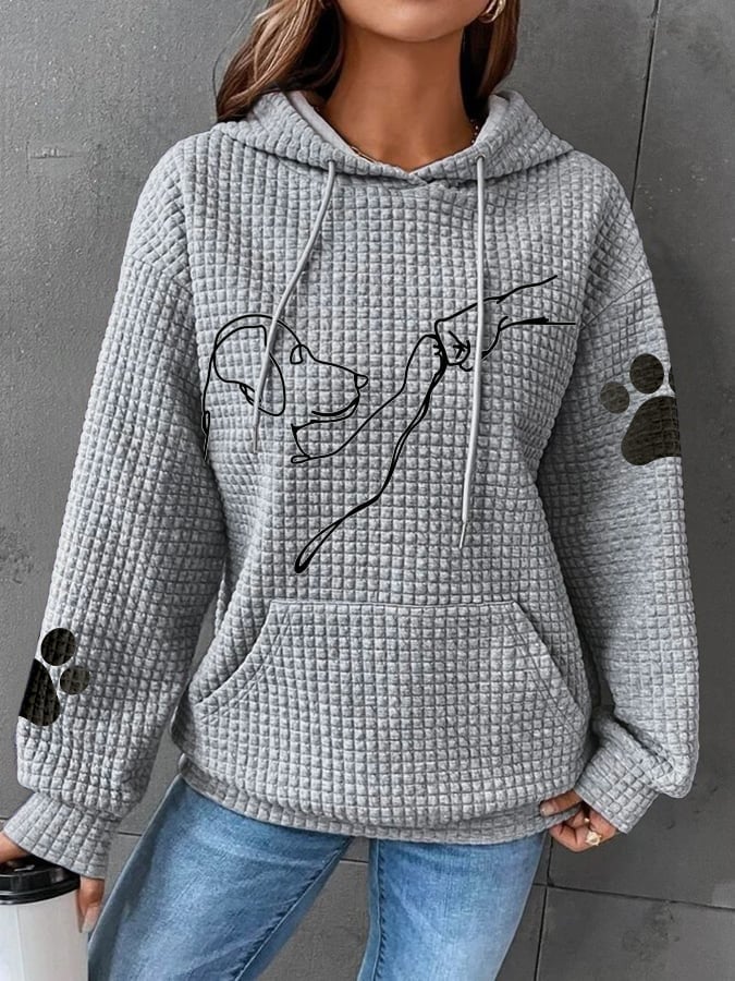 Women's Hooded Sweatshirt Grey Cotton Comfortable - 4