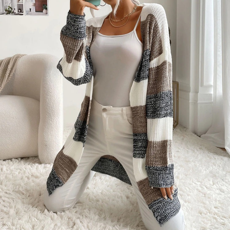 Cozy Long Sleeve Patchwork Style Knitted Winter Outdoor Cardigans 3