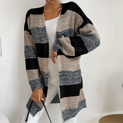 Cozy Long Sleeve Patchwork Style Knitted Winter Outdoor Cardigans 5