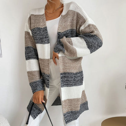 Cozy Long Sleeve Patchwork Style Knitted Winter Outdoor Cardigans 8