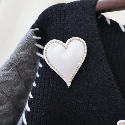 Cozy Love Heart Patchwork Design Knitted Cardigan Sweaters 1