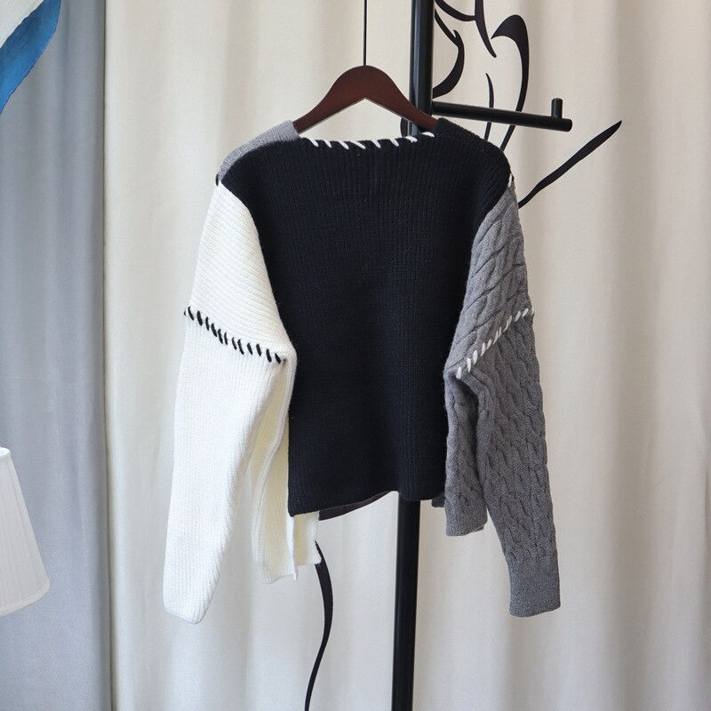 Cozy Love Heart Patchwork Design Knitted Cardigan Sweaters 5