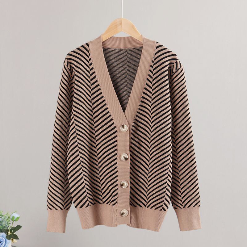 Cozy Stripe Standard Collar Cardigan 10