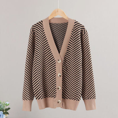 Cozy Stripe Standard Collar Cardigan 10