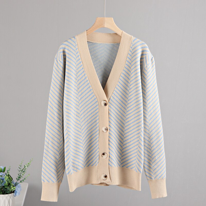 Cozy Stripe Standard Collar Cardigan 6