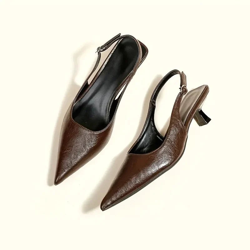 Women's Pointed-Toe Slingback Kitten Heels – Product view | Hensley London