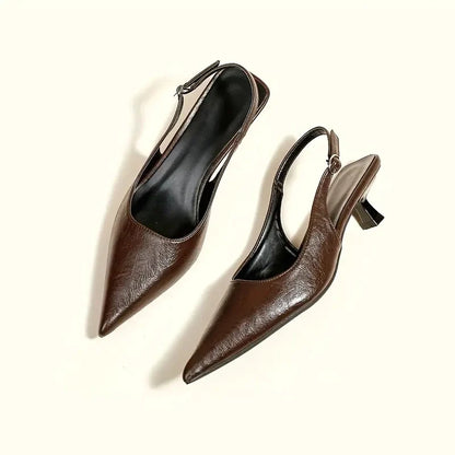 Women's Pointed-Toe Slingback Kitten Heels – Product view | Hensley London