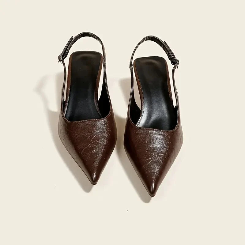 Women's Pointed-Toe Slingback Kitten Heels – Product view | Hensley London