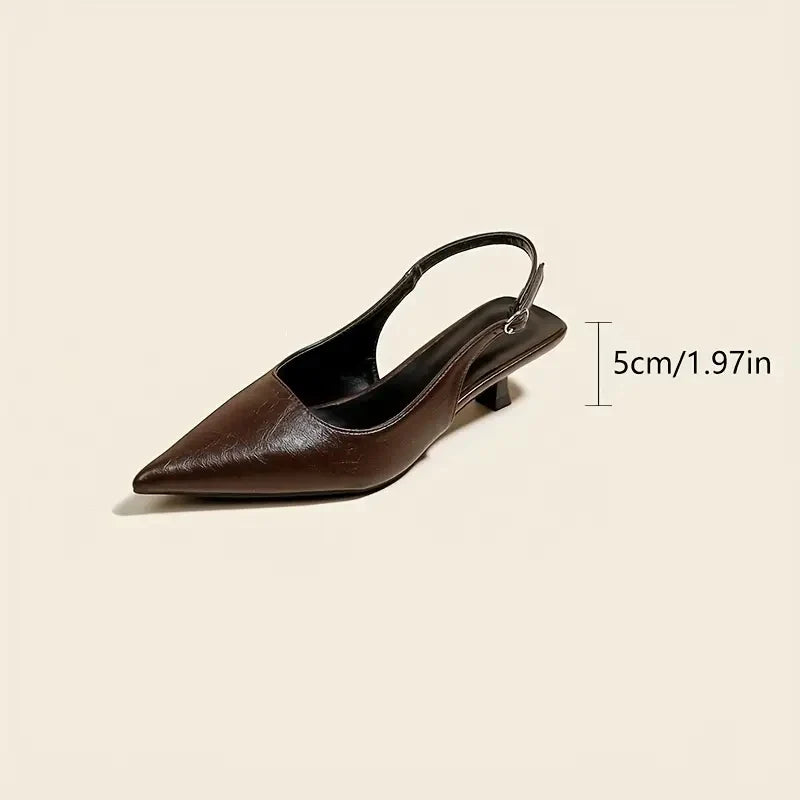 Women's Pointed-Toe Slingback Kitten Heels – Product view | Hensley London