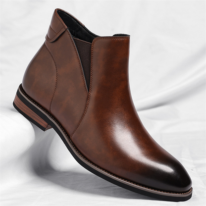 Men's Leather Chelsea Boots in Brown – front view | Hensley London