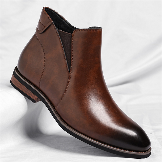 Men's Leather Chelsea Boots in Brown – front view | Hensley London