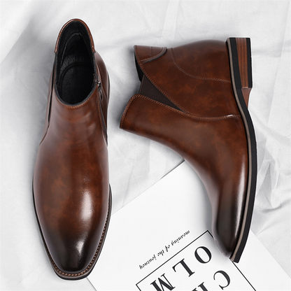 Men's Leather Chelsea Boots in Brown – back view | Hensley London