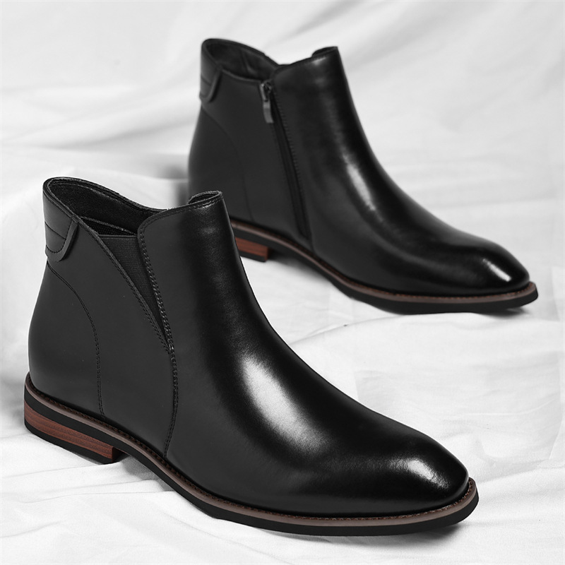 Men's Leather Chelsea Boots in Black – top view | Hensley London