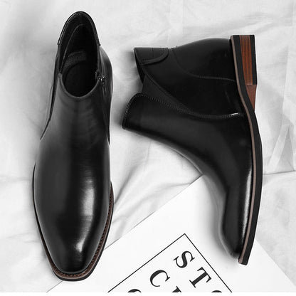 Men's Leather Chelsea Boots in Black – heel view | Hensley London