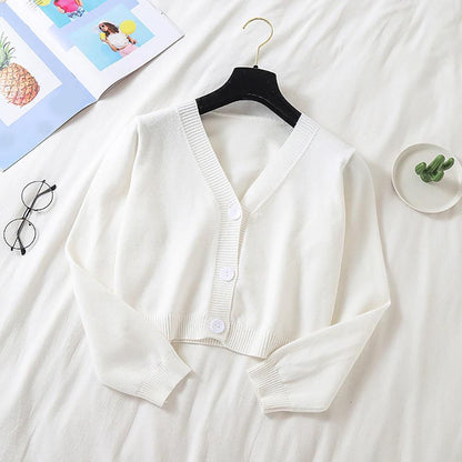 Cropped Dainty Colored Knitted Cardigan Sweater 2