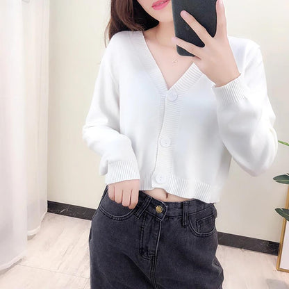 Cropped Dainty Colored Knitted Cardigan Sweater 3