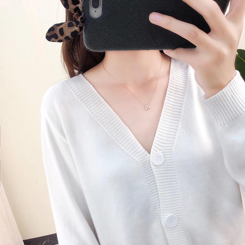 Cropped Dainty Colored Knitted Cardigan Sweater 4