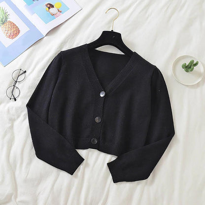 Cropped Dainty Colored Knitted Cardigan Sweater 7