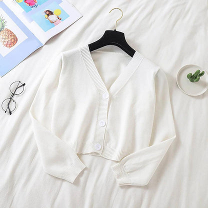 Cropped Dainty Colored Knitted Cardigan Sweater 9