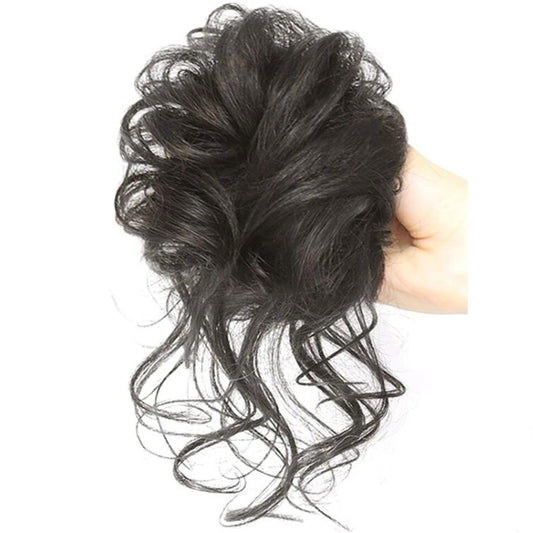 Curly Hair Extensions for Women – Easy Wrap Messy Bun Scrunchy in Bamboo Fiber, Lightweight and Comfortable 1