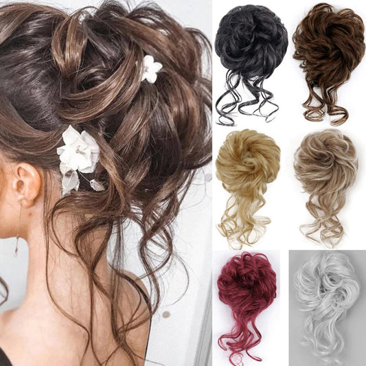 Curly Messy Hair Bun Scrunchie Extension Wig – Effortless Hair Accessory for Chic Style 1