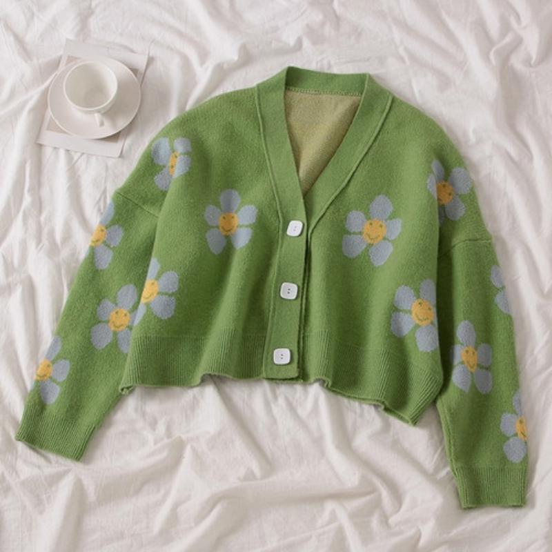 Cute and Preppy Floral Crop Top Cardigan 0
