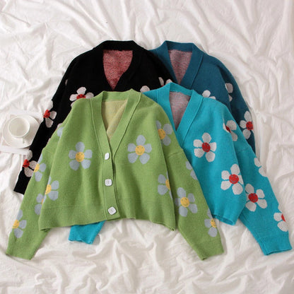 Cute and Preppy Floral Crop Top Cardigan 1
