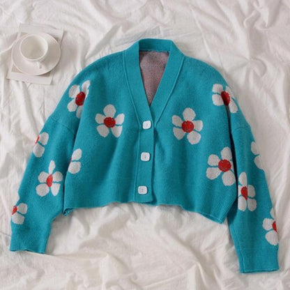 Cute and Preppy Floral Crop Top Cardigan 5