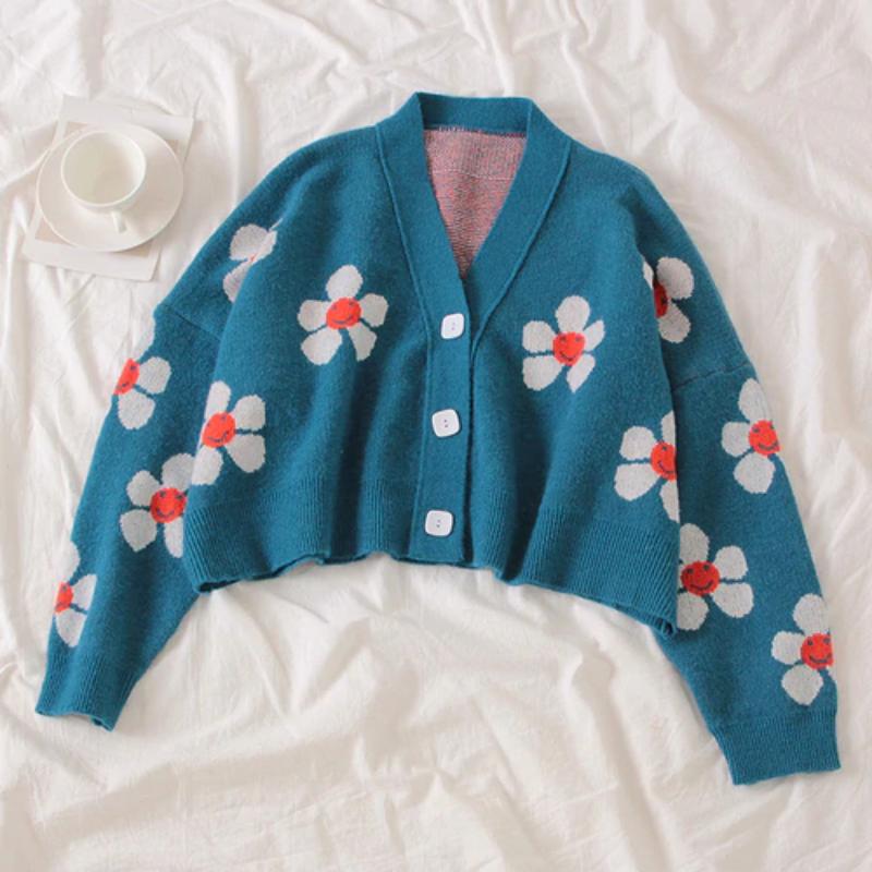Cute and Preppy Floral Crop Top Cardigan 7