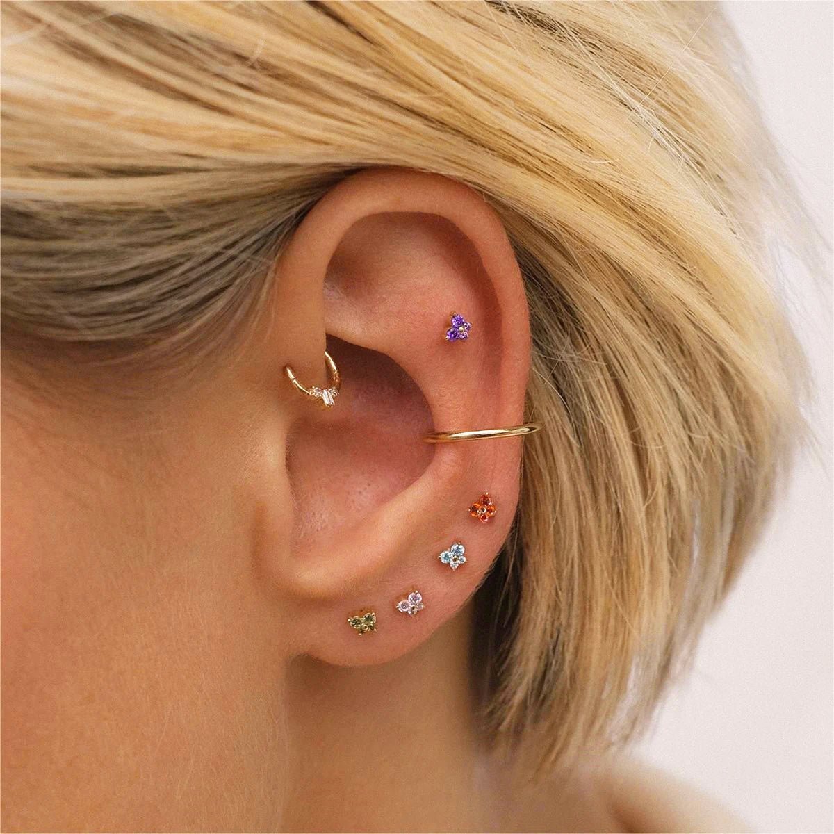 Women's Stud Earrings Butterfly Birthstone Stainless Steel Minimalist Design - 4