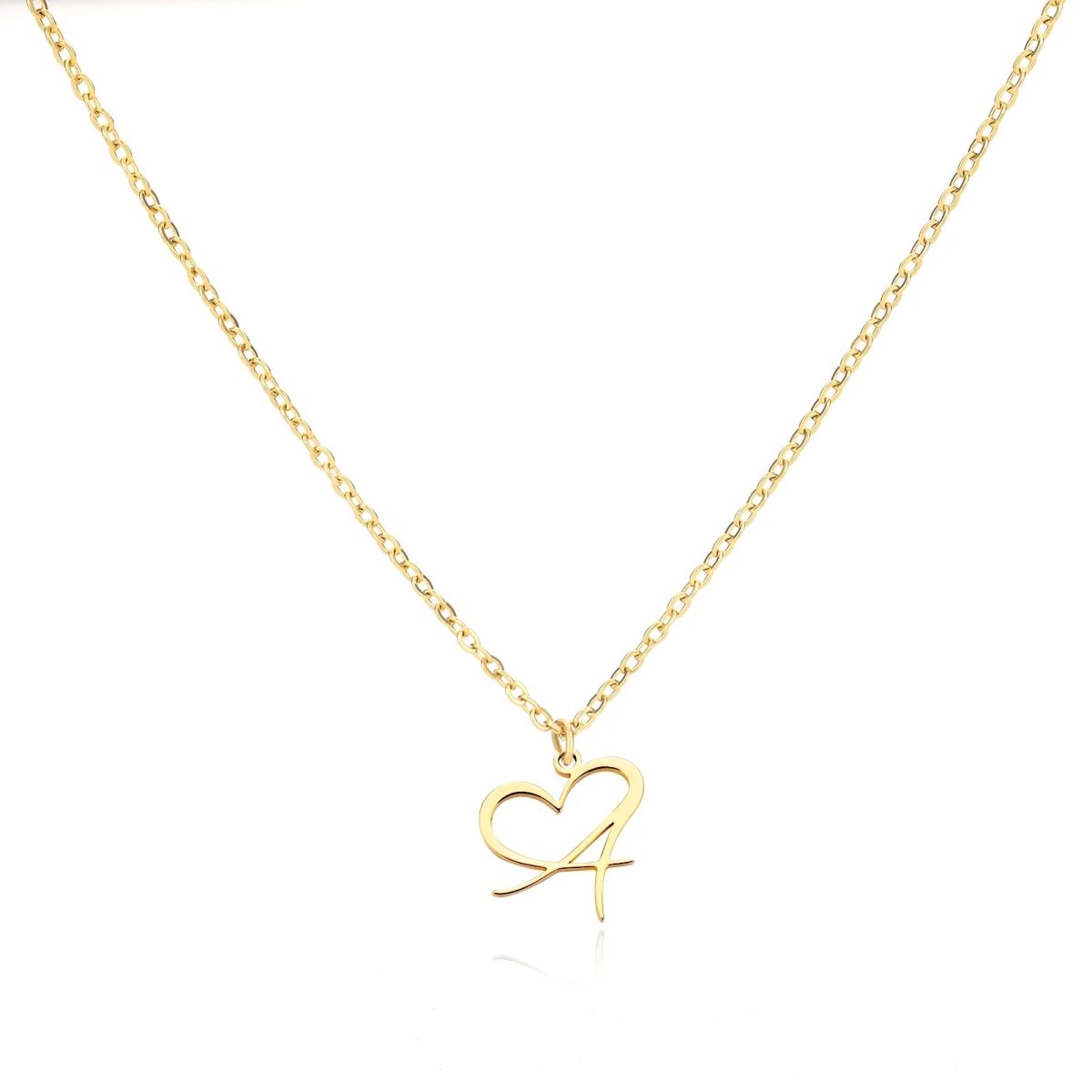 Dainty Gold Initial Necklace for Women – Personalized Heart-Shaped Stainless Steel Jewelry, 45cm 0
