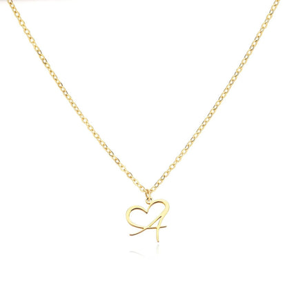 Dainty Gold Initial Necklace for Women – Personalized Heart-Shaped Stainless Steel Jewelry, 45cm 0