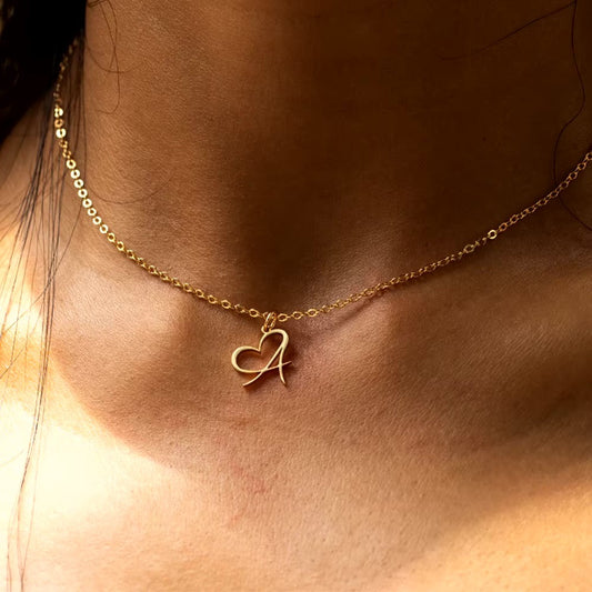 Dainty Gold Initial Necklace for Women – Personalized Heart-Shaped Stainless Steel Jewelry, 45cm 1
