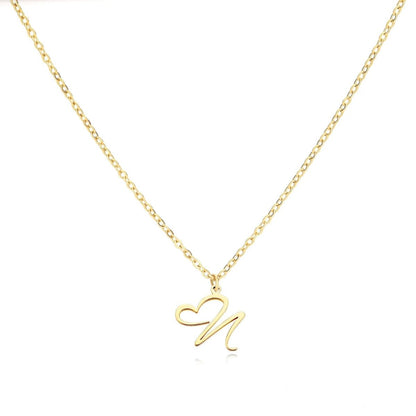 Dainty Gold Initial Necklace for Women – Personalized Heart-Shaped Stainless Steel Jewelry, 45cm 13