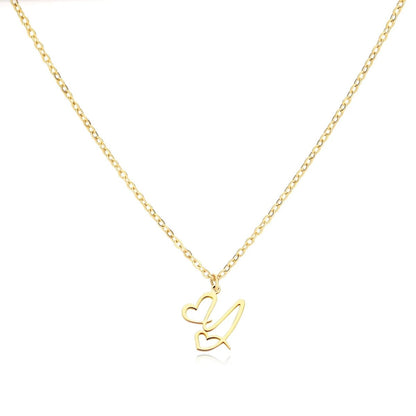 Dainty Gold Initial Necklace for Women – Personalized Heart-Shaped Stainless Steel Jewelry, 45cm 14