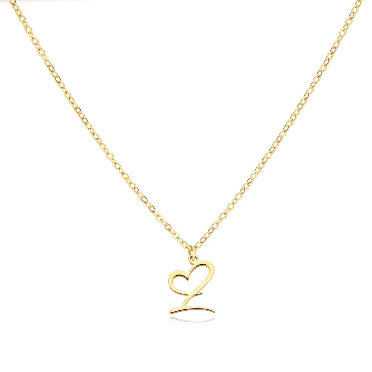 Dainty Gold Initial Necklace for Women – Personalized Heart-Shaped Stainless Steel Jewelry, 45cm 17