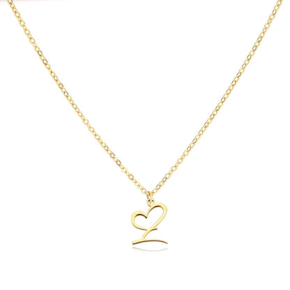 Dainty Gold Initial Necklace for Women – Personalized Heart-Shaped Stainless Steel Jewelry, 45cm 17
