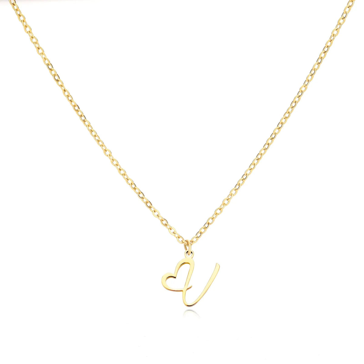 Dainty Gold Initial Necklace for Women – Personalized Heart-Shaped Stainless Steel Jewelry, 45cm 18